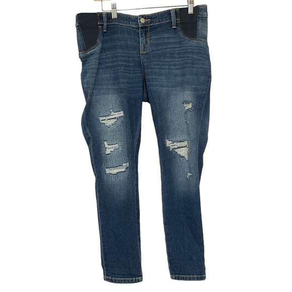 Liz Lange Denim - Liz Lange Maternity Med Under Belly Ankle Skinny Blue Jeans Distressed